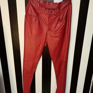 2010 Ralph Lauren Black Label Red Genuine Leather Pants Rare Find Women’s Size 2